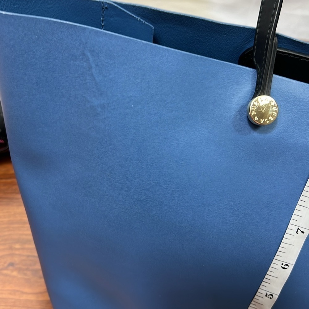 Furla Eden Tote Blue Leather with Interior Clutch Chameleon Print - Picture 11 of 16